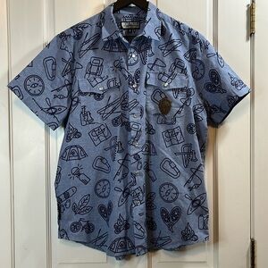Bent Paddle Brewing Co Pearl Snap Button Down Outdoors Shirt - Size Medium
